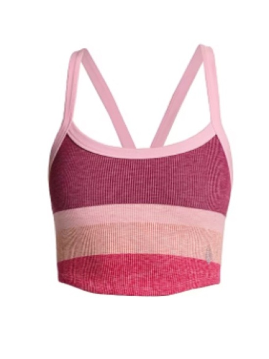Free People Tops - FP Movement by Free People Pink and Rose Stripe Ribbed Crop top